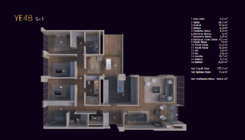 İNCEK LOFT 5+1. kat görseli