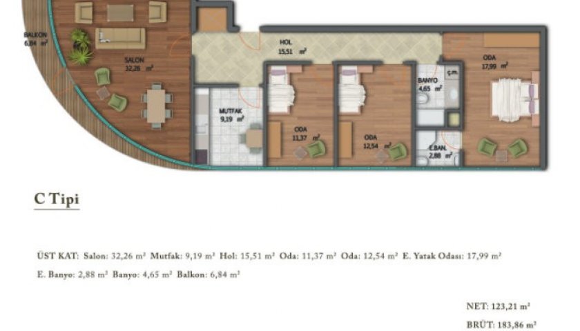 ARK RESİDENCE 3+1. kat görseli