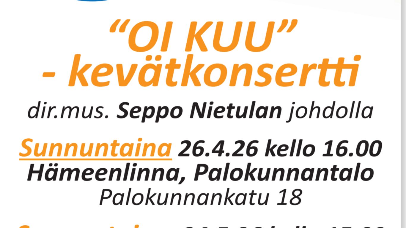 Cantitores kuoron kevätkonsertti Palokunnantalolla