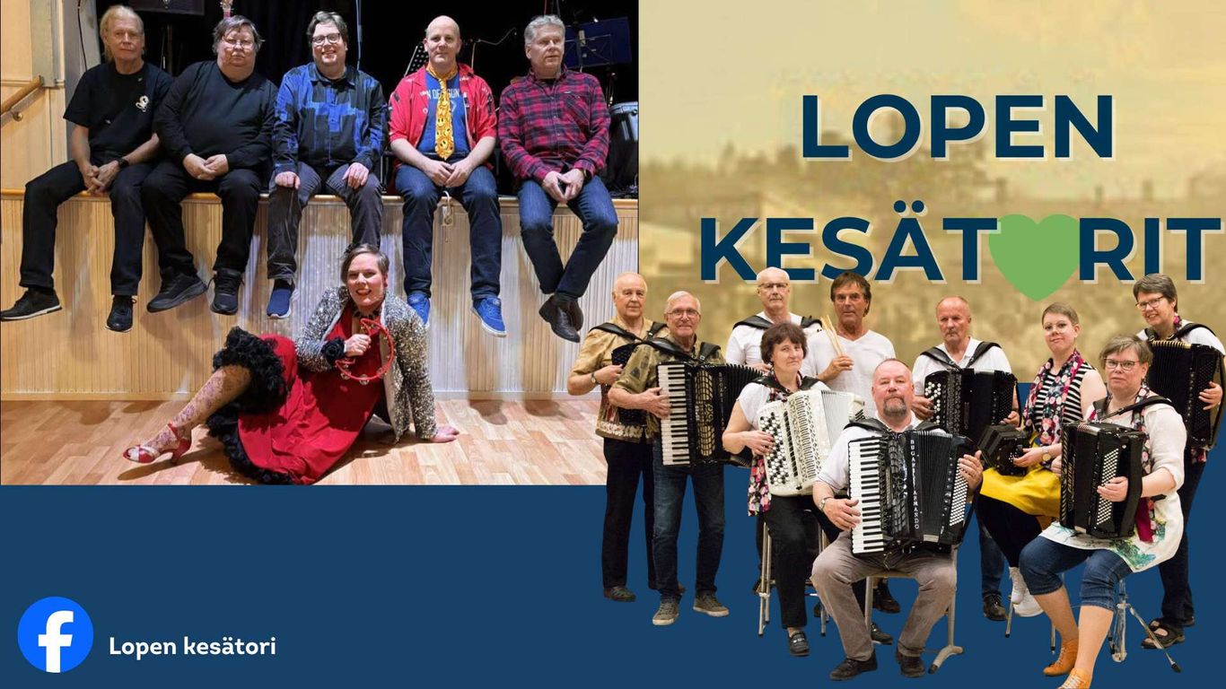 Kuvassa Lopen Harmonikat ja Toinen lataus bändi
