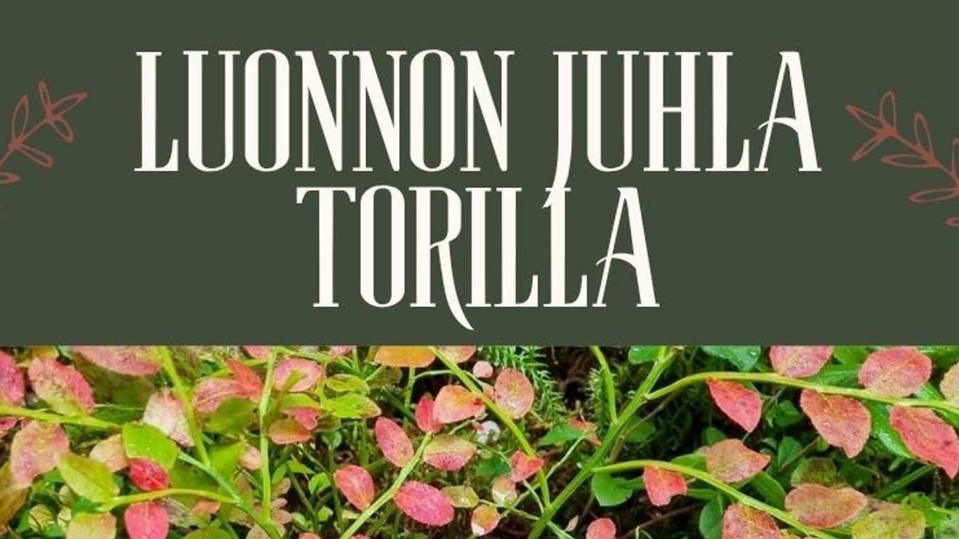 Luonnon juhla torilla -teksti, jonka alla kuvia mu