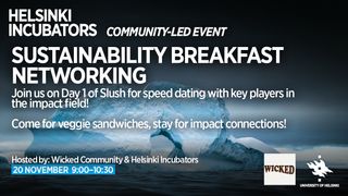 Helsinki Incubators Community Event: Nätverkande för hållbarhetsfrukost