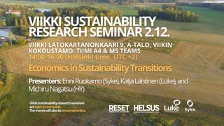 Viikki Sustainability Research Seminar: Economics in Sustainability Transitions