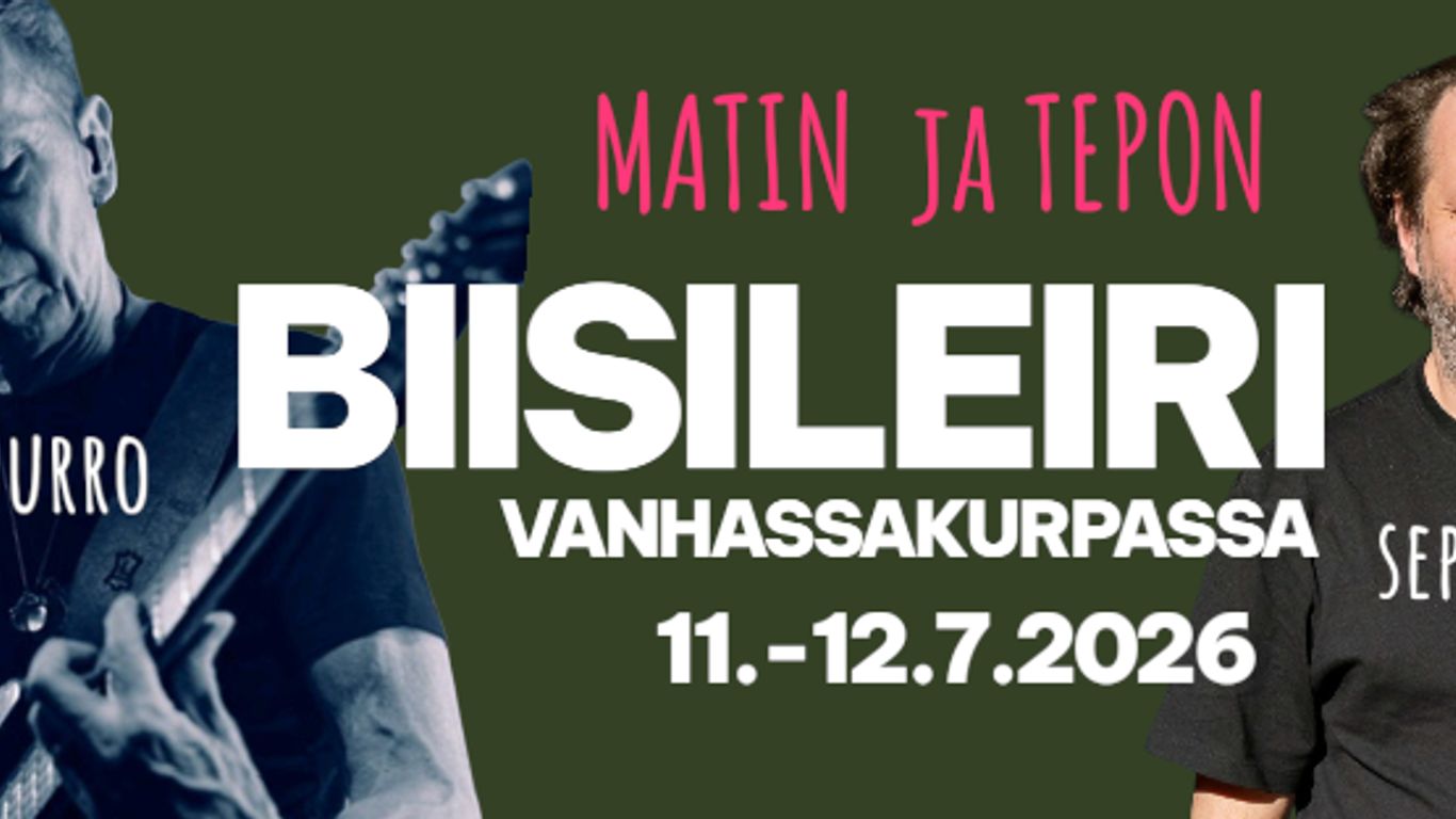 Mainoskuva jossa kaksi muusikkoa ja tekstiä