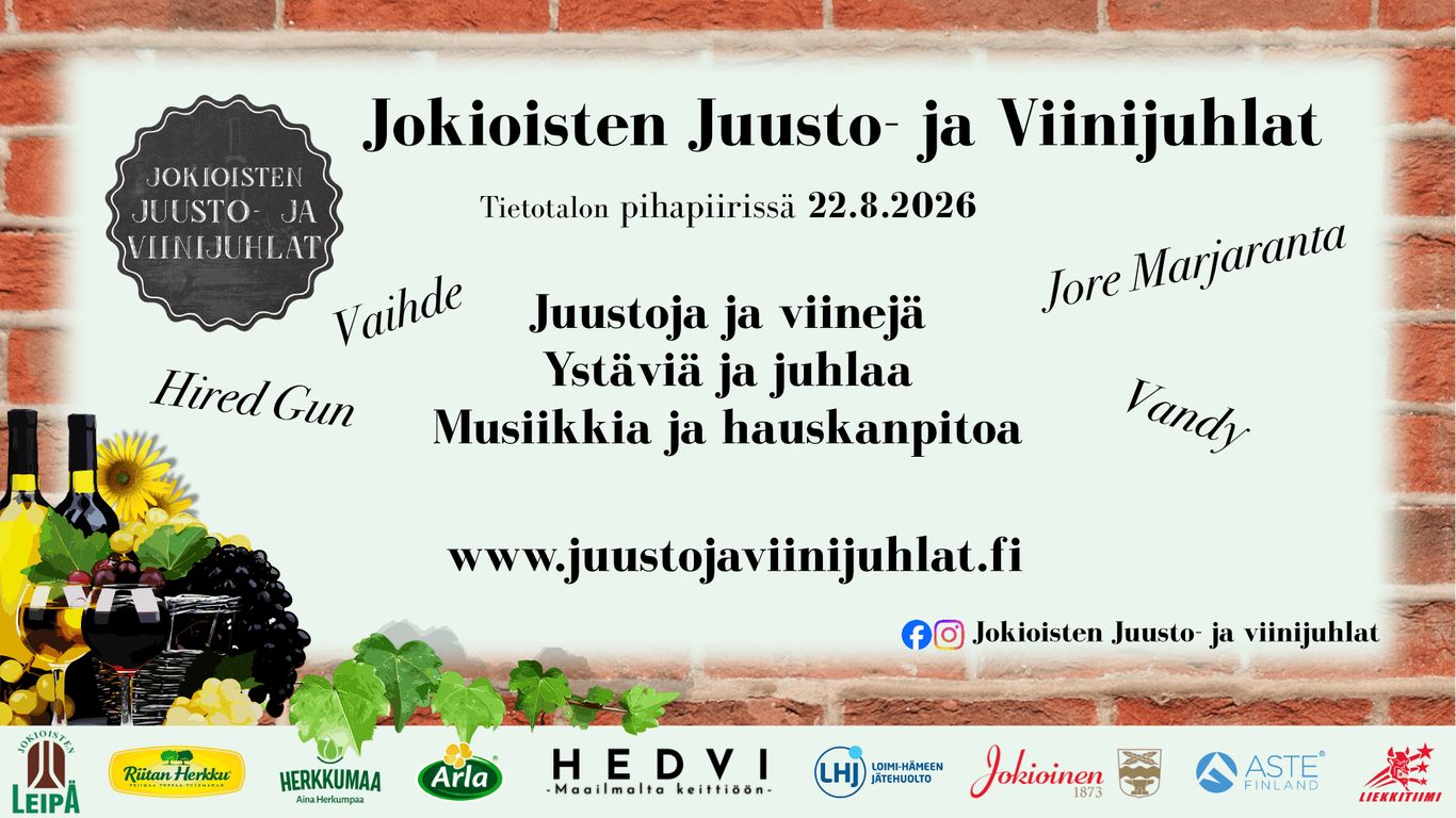 Jokioisten Juusto- ja Viinijuhlat järjestetään Jok