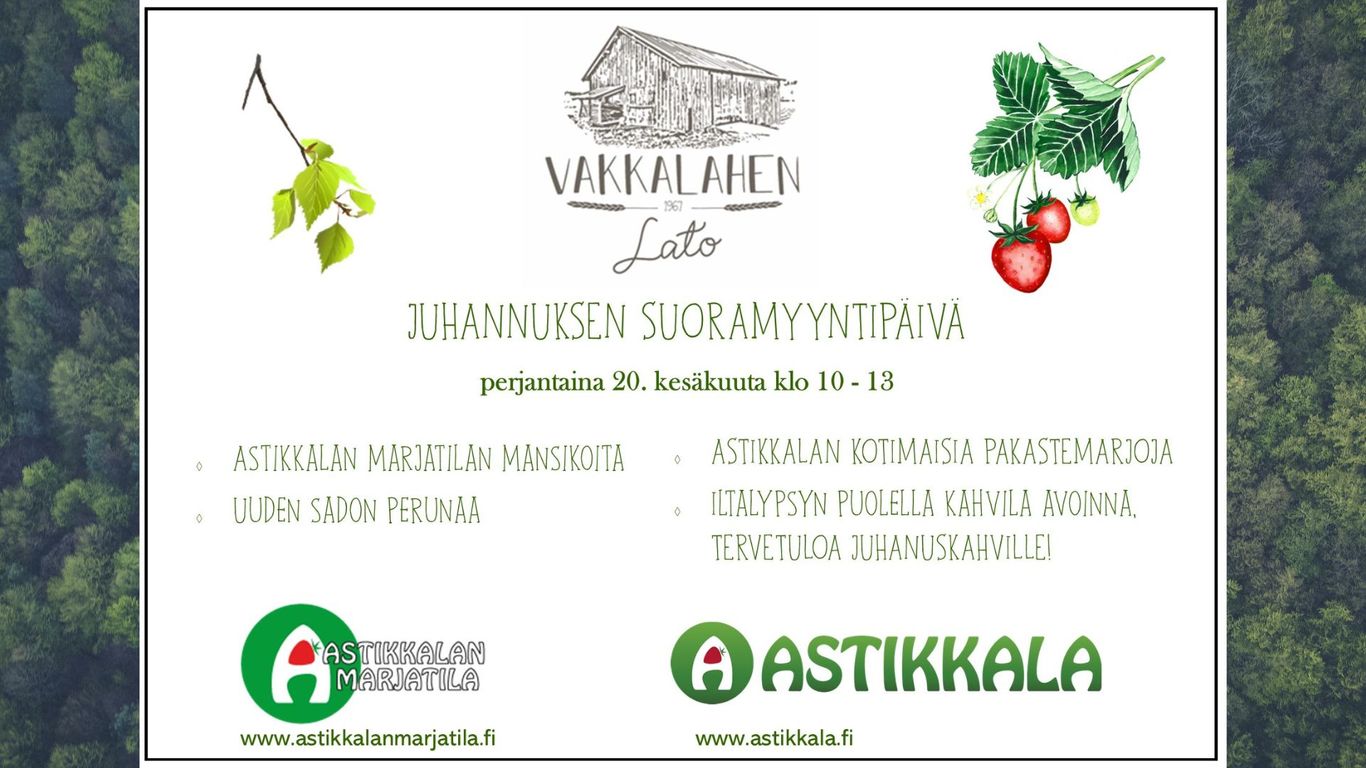 Juhannuksen suoramyynti- ja kahvilapäivä maalaisromanttisella Vakkalahen ladolla