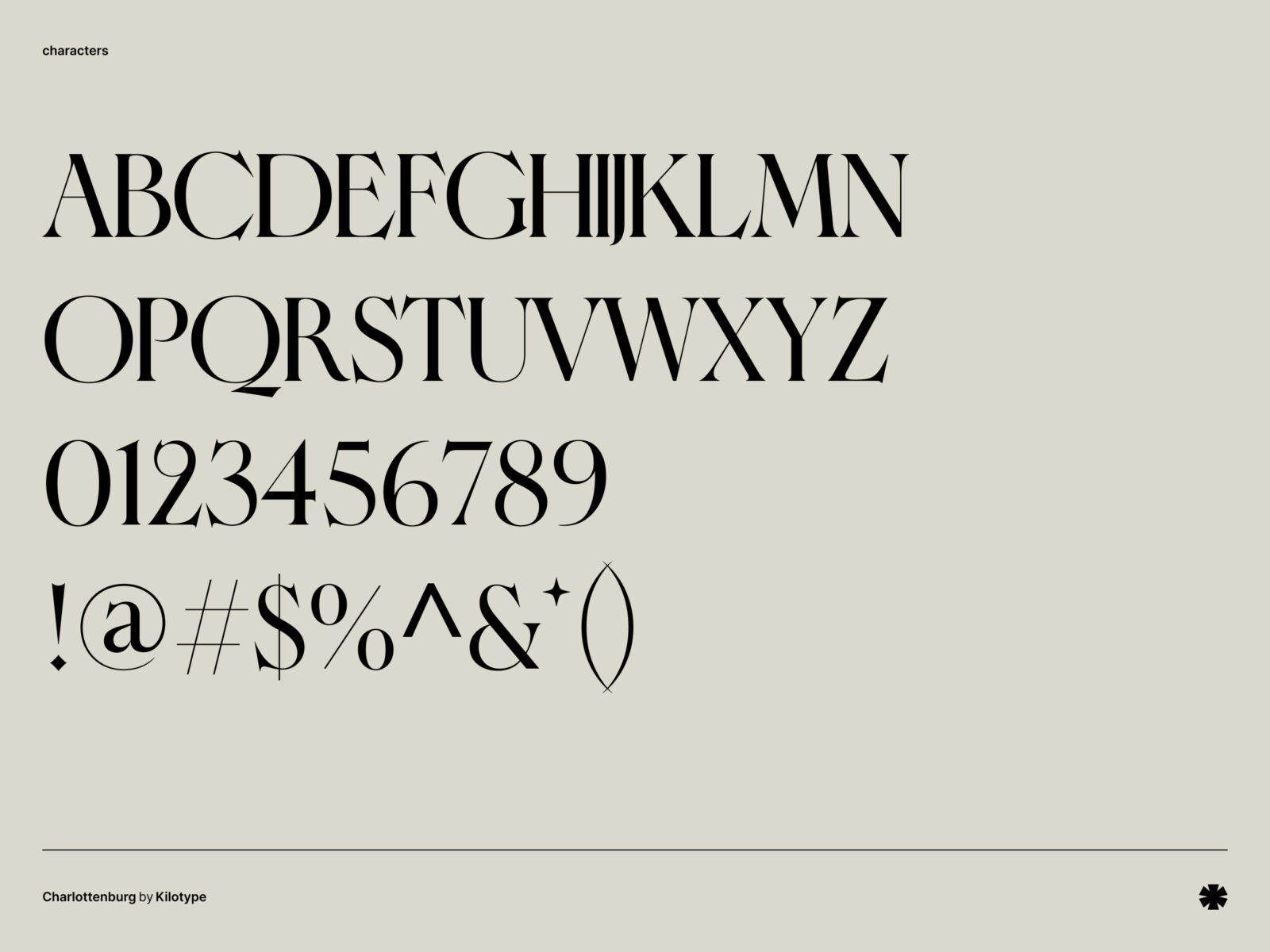 Kilotype — Charlottenburg – Charlottenburg characters