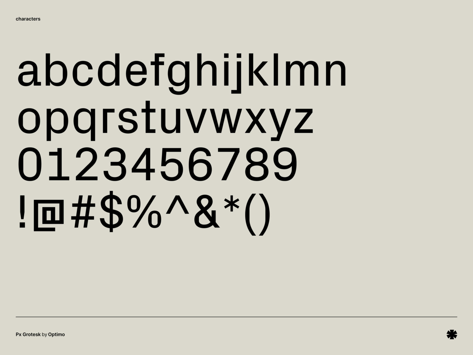 Optimo — Px Grotesk – Px grotesk characters