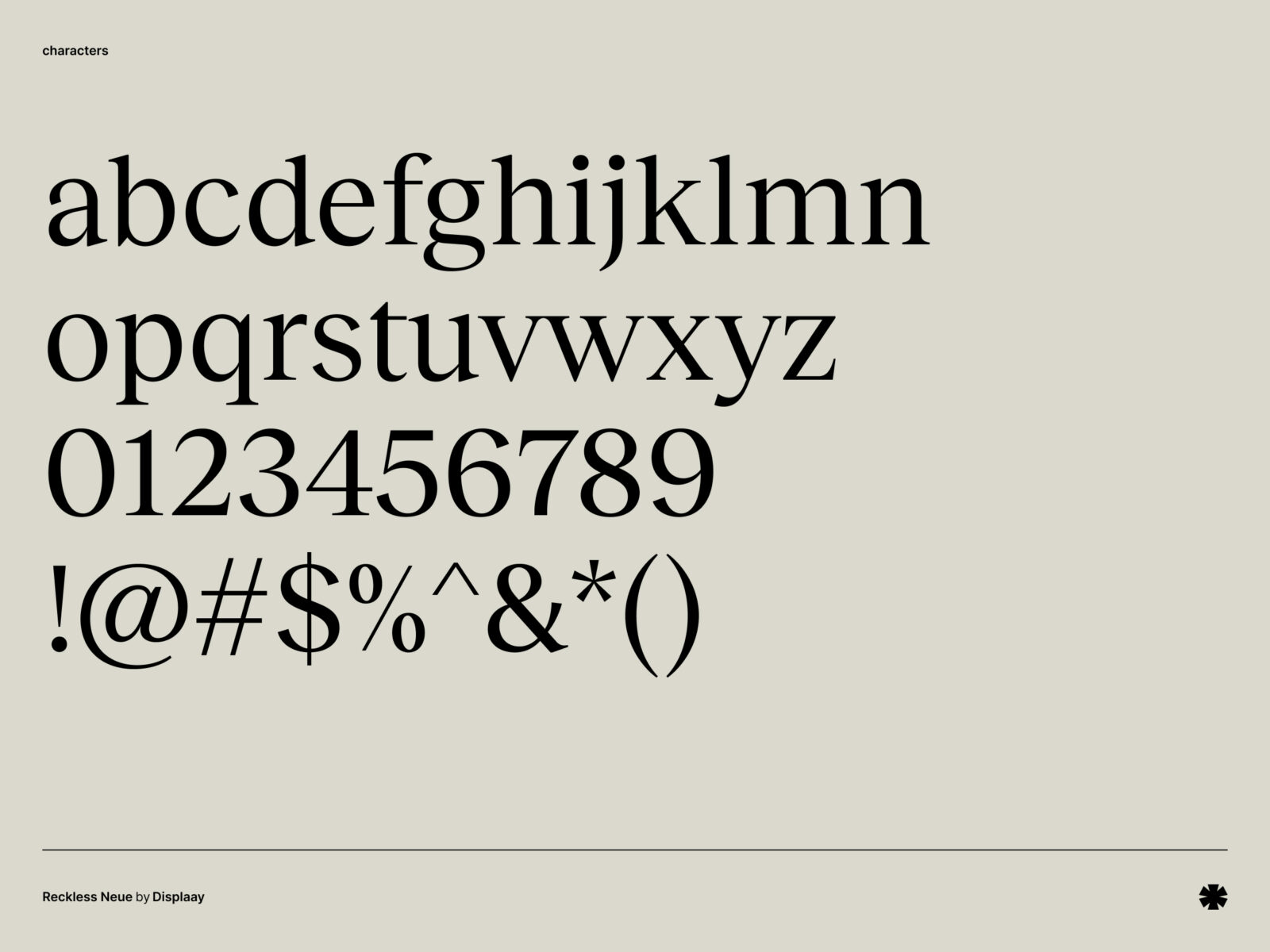 Displaay — Reckless Neue – Reckless neue characters