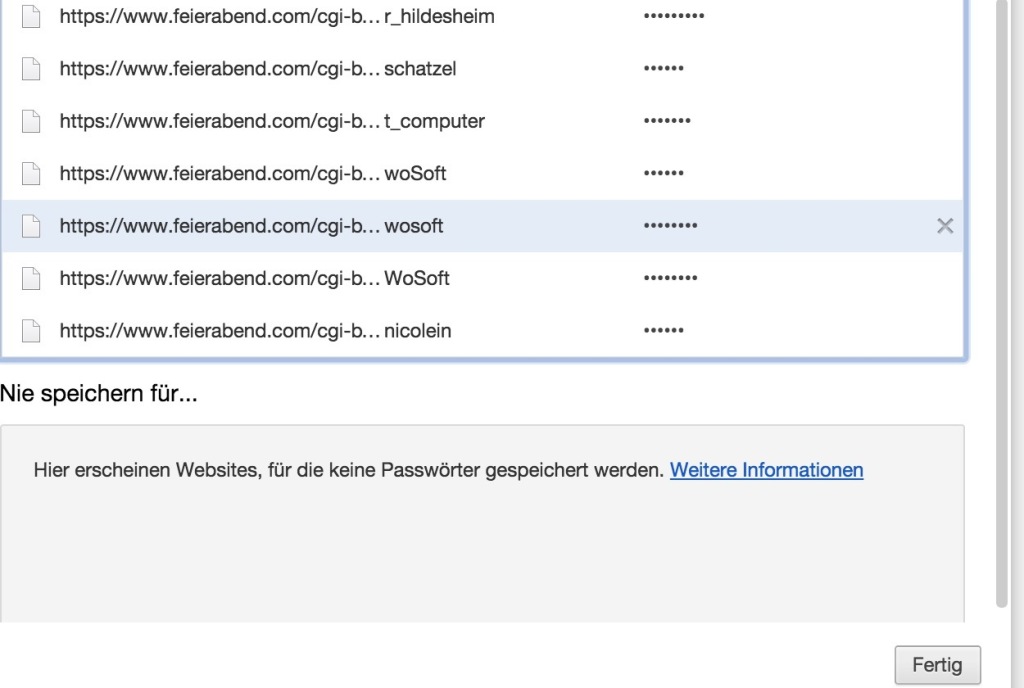 Liste PSW Chrome Liste PSW Chrome