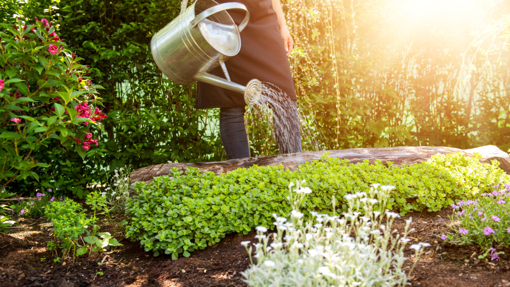 Pflanzen im Garten gießen Pflanzen im Garten gießen