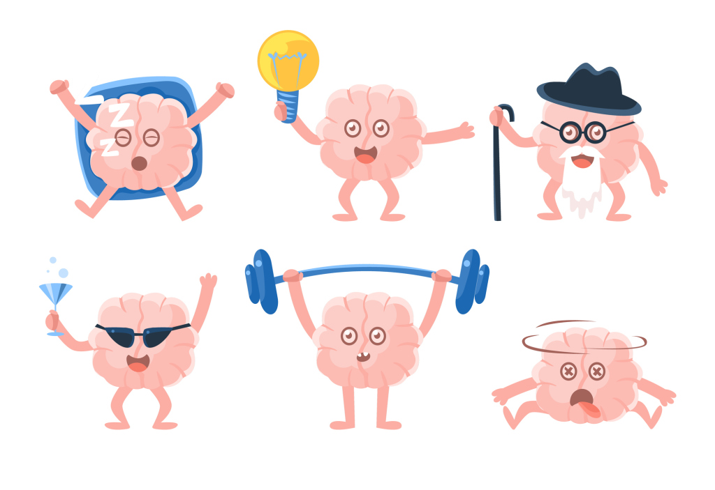 Illustration Gehirn bei Aktivitäten Illustration Gehirn bei Aktivitäten