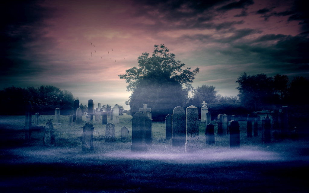 Gruseliger Friedhof bei Nacht Gruseliger Friedhof bei Nacht