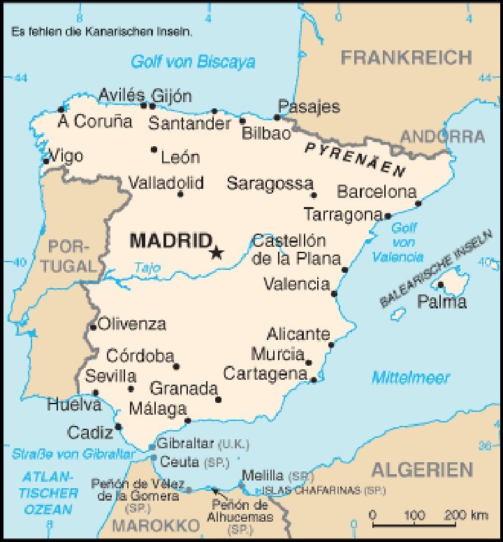 Karte von Spanien Karte von Spanien
