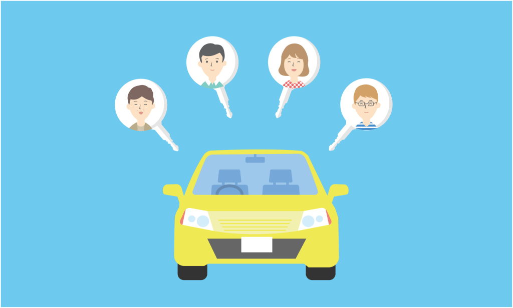 Zeichnung eines gemeinsam genutzten Autos Zeichnung eines gemeinsam genutzten Autos