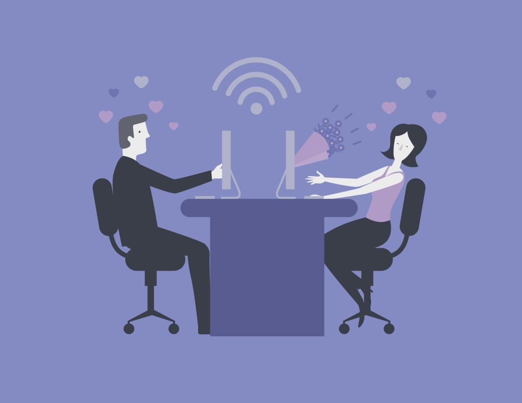 Illustration zwei Personen am PC Illustration zwei Personen am PC