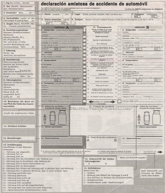 Unfallvordruck Unfallvordruck