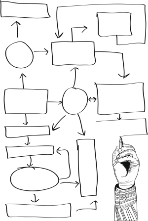 Leeres Diagramm mit Hand Leeres Diagramm mit Hand
