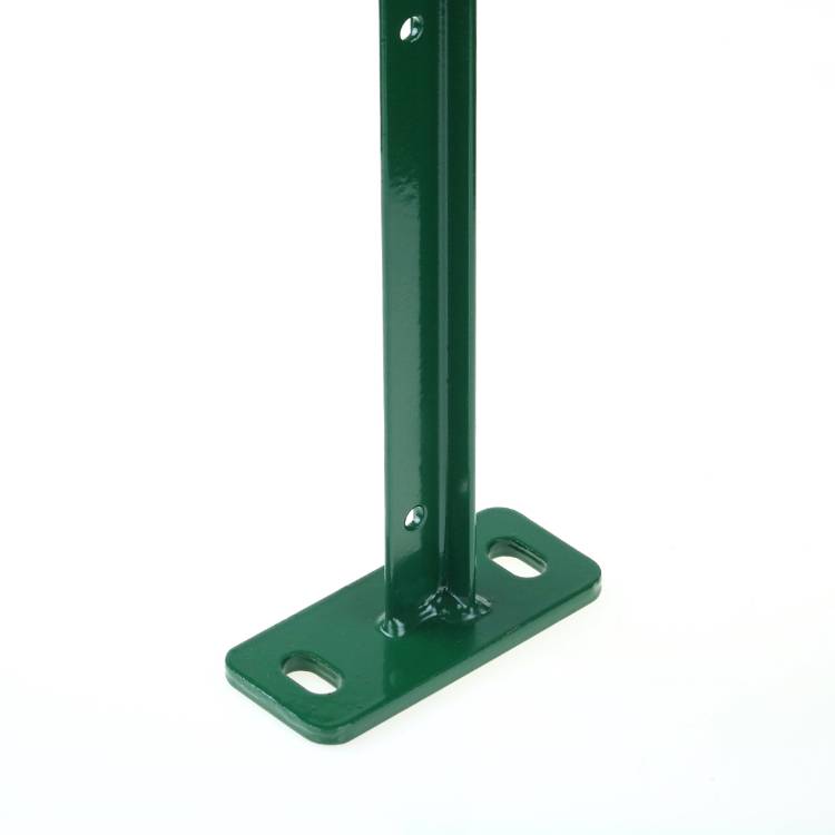 Green plastic coated sleeve anchored T-post For a wall installation