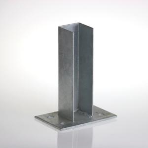 Platine de fixation galvanisée carrée 60 Pour une fixation sur muret ou dalle des piliers de portail ou profils carrés