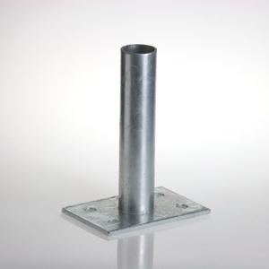  Platine de fixation galva tubulaire Ø 48 mm Pour une fixation sur muret de poteaux ronds ou de tubes Ø 48 mm