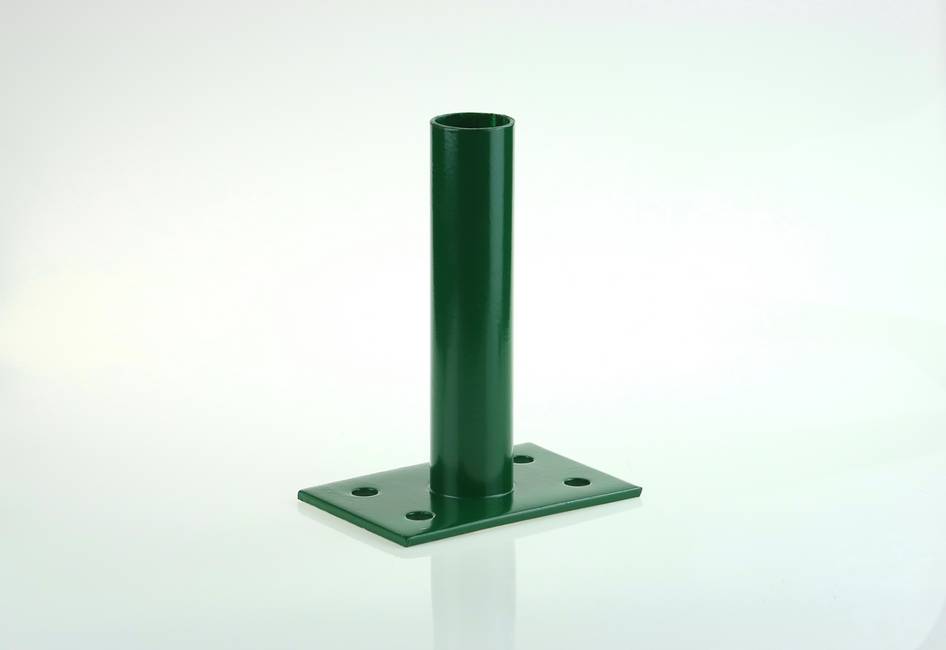  Platine de fixation verte tubulaire Ø 48 mm Pour une fixation sur muret de poteaux ronds ou de tubes Ø 48 mm