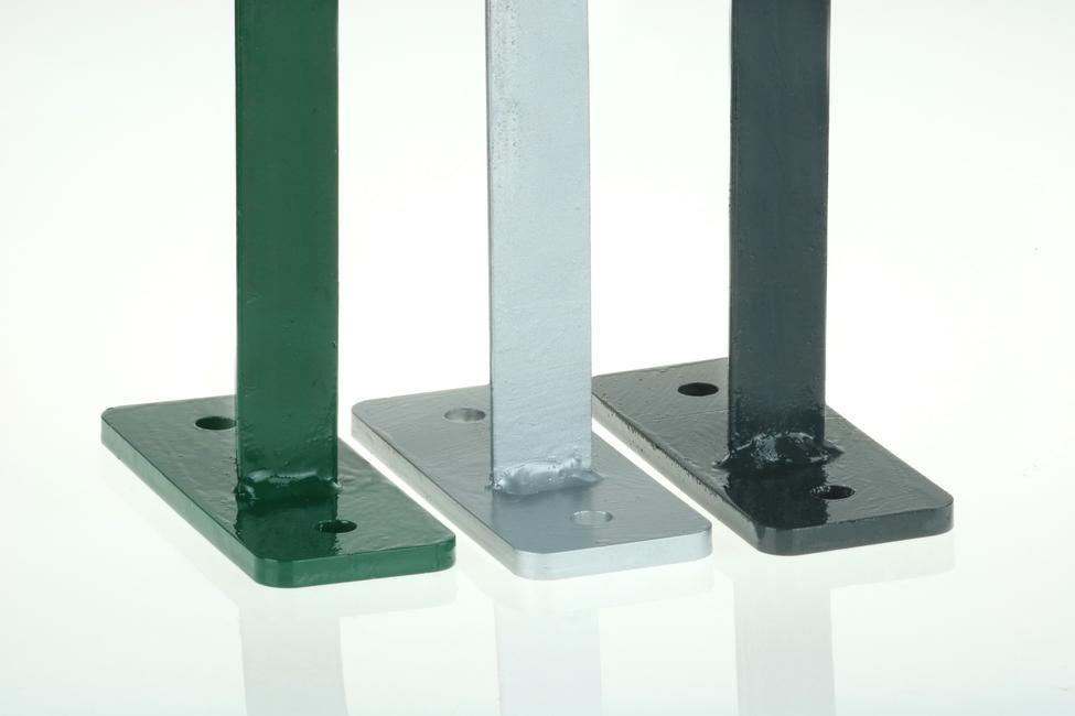 Poteau à T vert avec platine de fixation Pour la pose sur muret