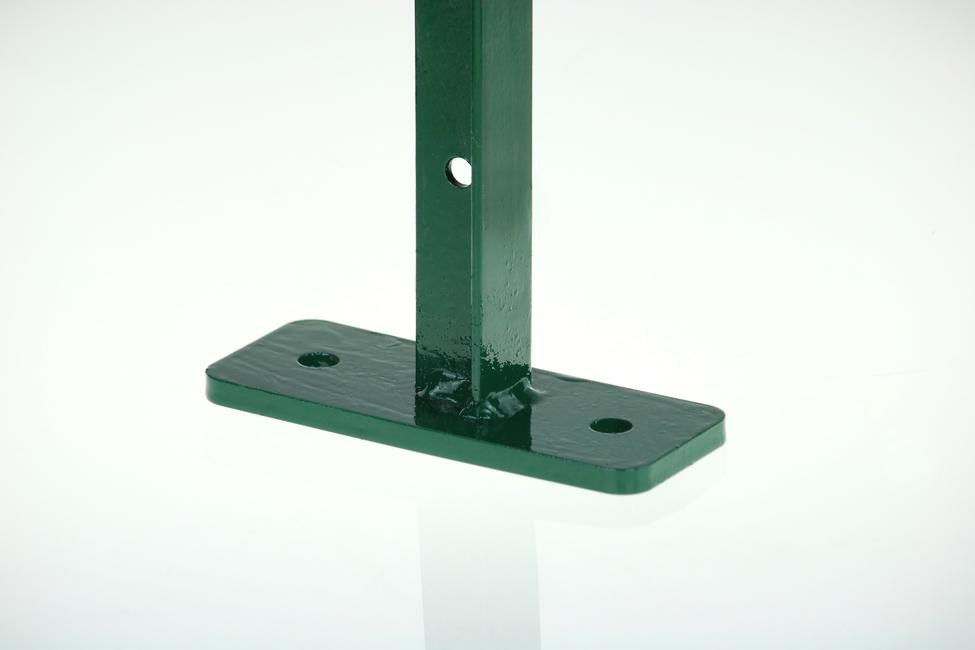 Poteau à T vert avec platine de fixation Pour la pose sur muret