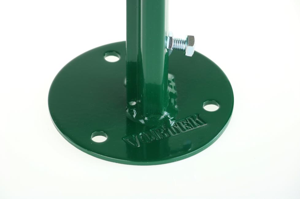 Green round support plate with flange T 30 To bolt a T30-post to a wall with elegance