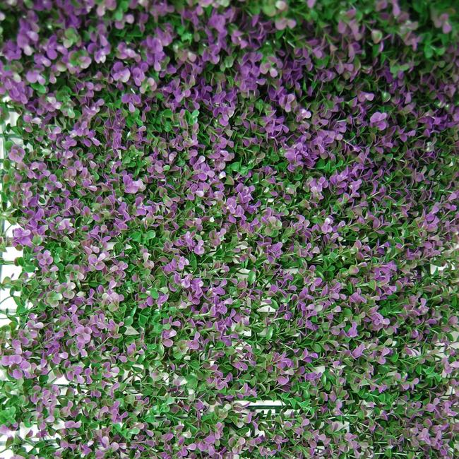 Divy 3D Panel Buxus Lilac Synthetic hedge with intense purple box leaves in interlocking modules