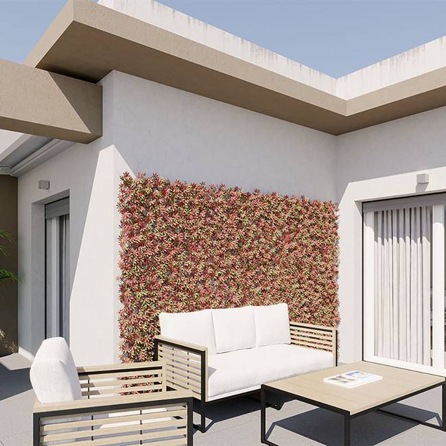 Divy X-Tens Red Acer  Haie synthétique en feuilles d'érable rouge sur treillis en saule naturel