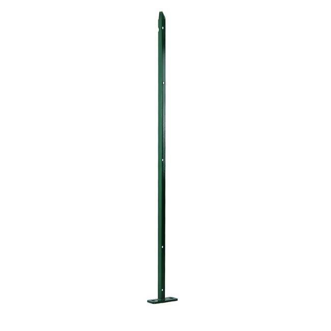 Green plastic coated sleeve anchored T-post For a wall installation