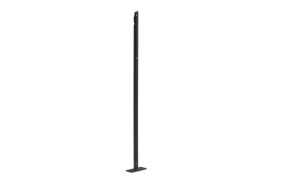 Grey plastic coated T-post with welded fixing plate For a wall installation