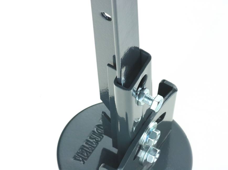 Grey round inclinable T 30 post support Grey round support plate to bolt to a sloping wall