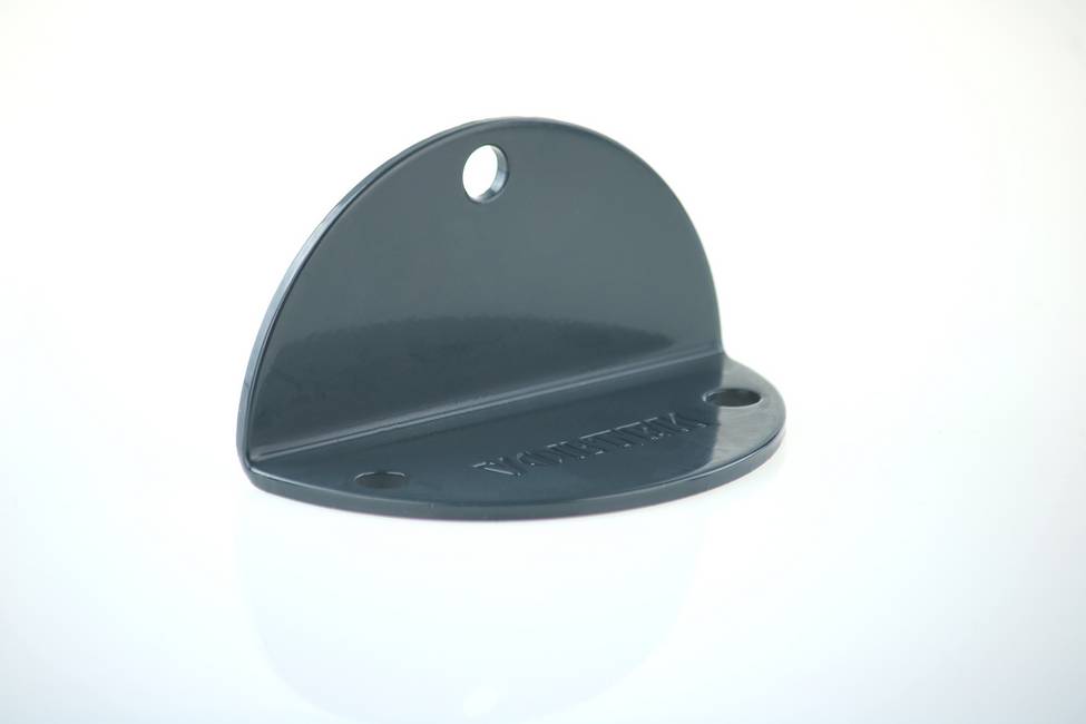 Grey round support plate for brace bar To bolt a brace bar to a wall with elegance