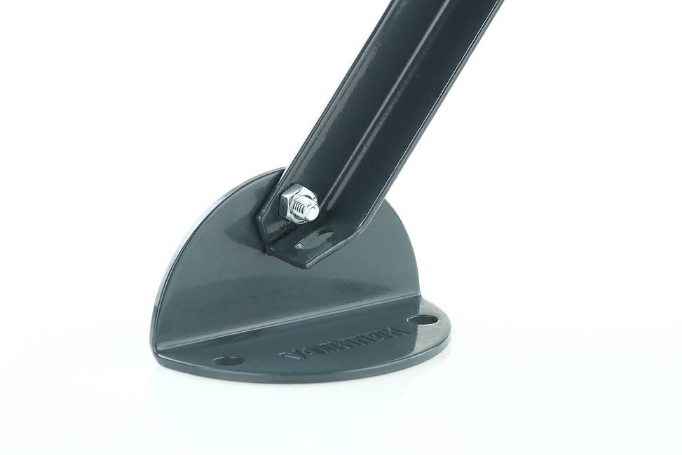 Grey round support plate for brace bar To bolt a brace bar to a wall with elegance