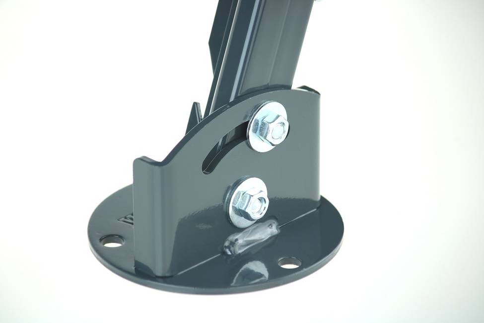 Platine de fixation gris inclinable T 30 Vortek Pour fixer les poteaux à T sur muret en pente