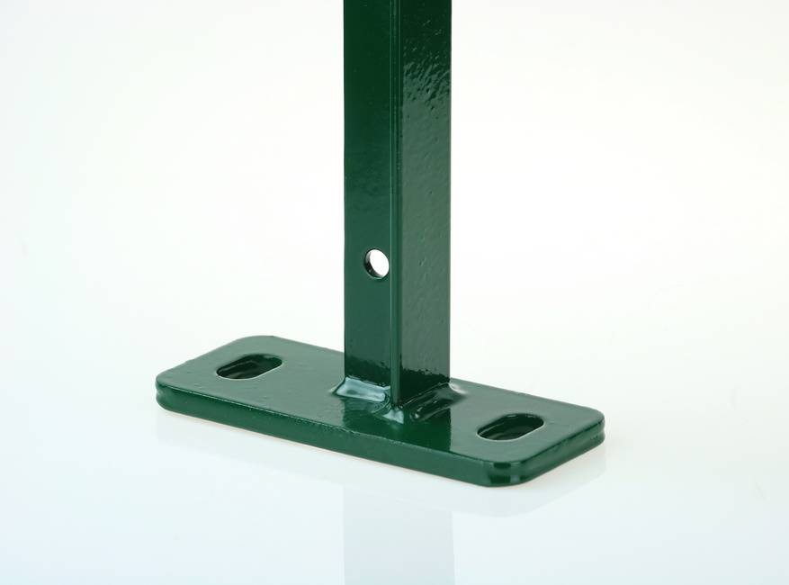 Poteau à T vert avec platine de fixation Pour la pose sur muret