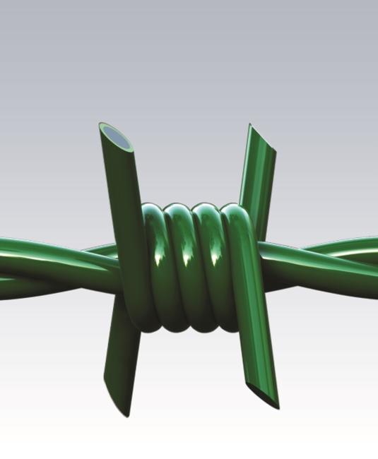 Riccio PVC Green plastic coated barded wire