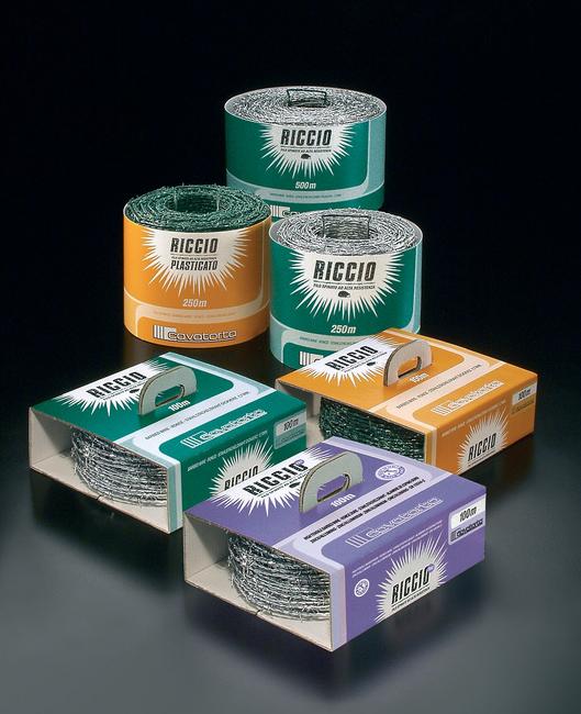 Riccio PVC Green plastic coated barded wire