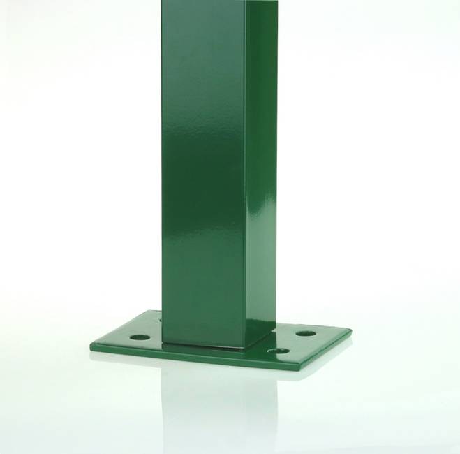 Green plastic coated 60x60 post support To bolt gate box section posts or hollow blocks to a wall or a terrace