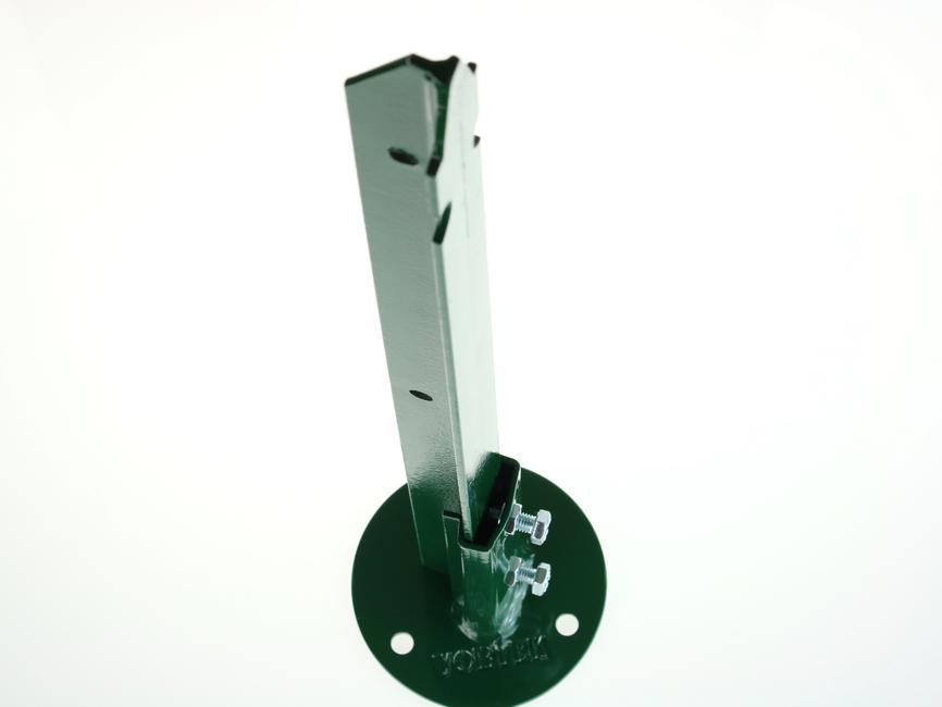 Green round support plate with flange T 35 To bolt a T35-post to a wall with elegance