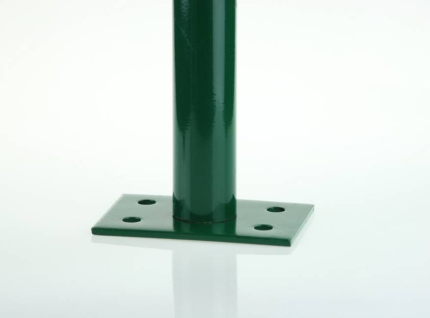  green plastic coated round pole support To bolt tubular poles or pipes Ø 48 mm to a wall or a terrace