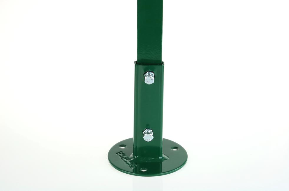 Platine de fixation verte T 35 Vortek Pour fixer les poteaux à T sur muret avec classe