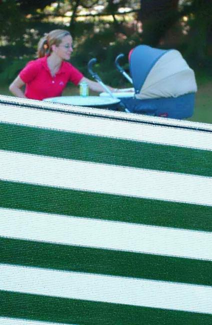 Soleado sport white and green Stripes screening and shading mesh