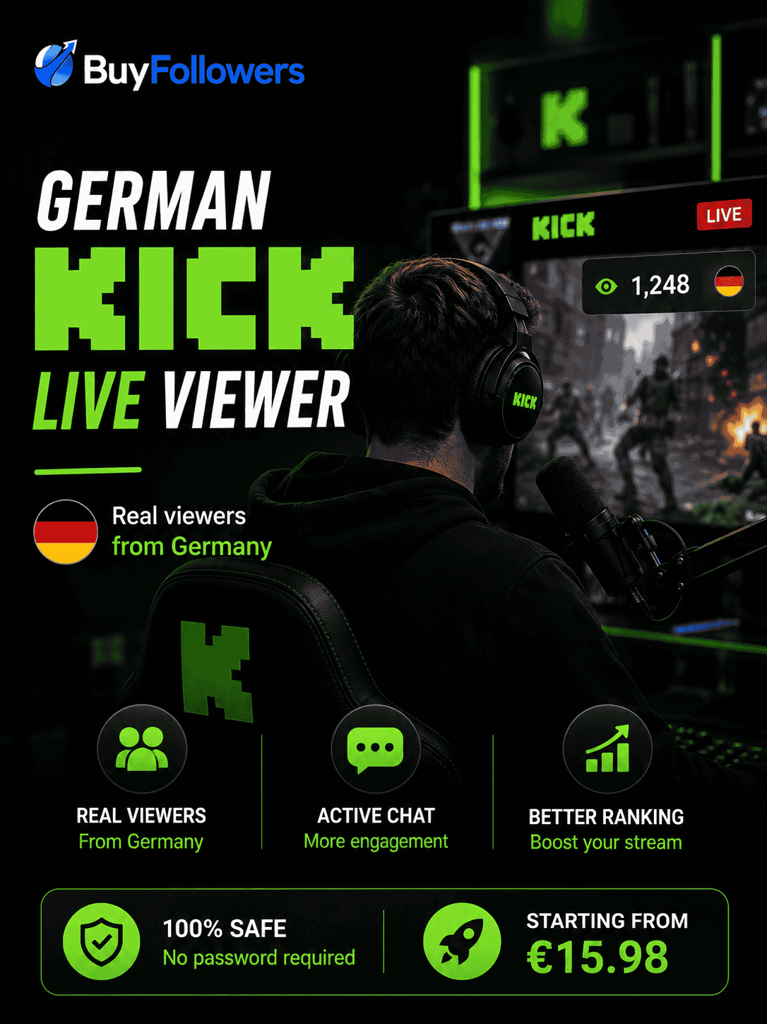 Buy German Kick Live Viewer - Boost your Kick visibility for better engagement and organic reach