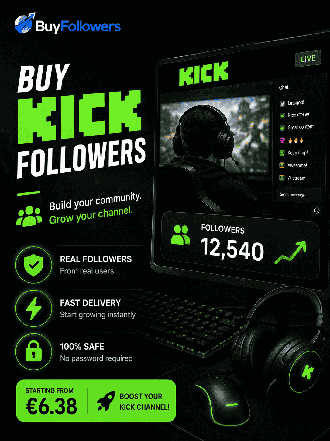 Buy Kick Followers - Boost your Kick visibility for better engagement and organic reach
