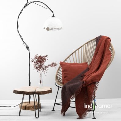 Lino - medvilnės audinio pledas, raudonai rudas