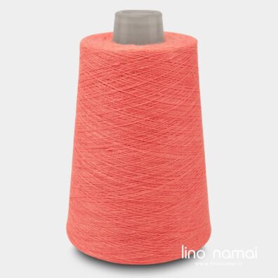 Koralo spalvos lininiai verpalai mezgimui, nėrimui