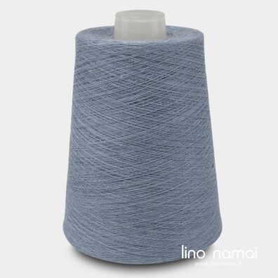 Pilkšvai mėlynos spalvos lininiai verpalai mezgimui, nėrimui
